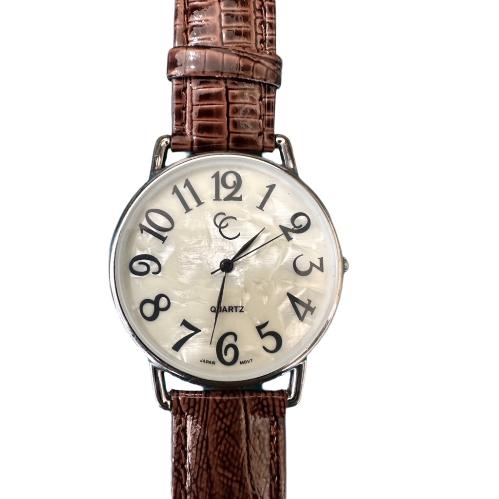 Brown Crocodile Leather Strap Watch Silver Charming Charlie Working Brown Crocodile Leather Strap Watch Silver Charming Charlie Working